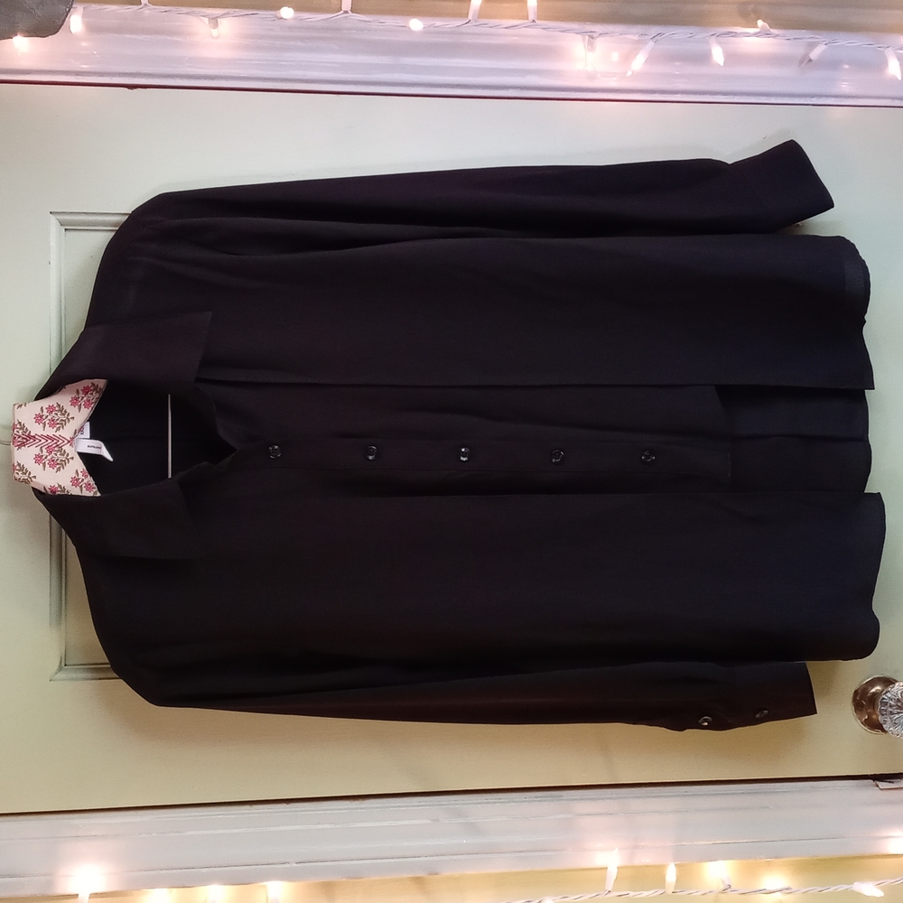 Women's BCBGGeneration XXS black dbl layered button up